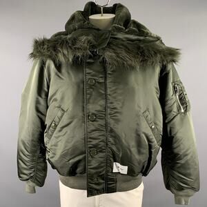 WTAPS Size XL Green Hooded Bomber Coat
